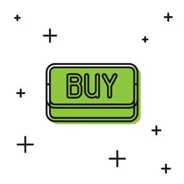 Black Buy button icon isolated on white background. Financial and stock Stock Illustration