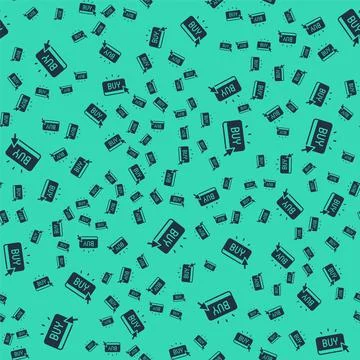 Black Buy button icon isolated seamless pattern on green background. Vector イラスト素材