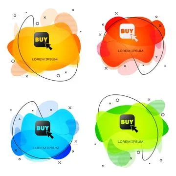 Black Buy button icon isolated on white background. Abstract banner with li.. 스톡 일러스트