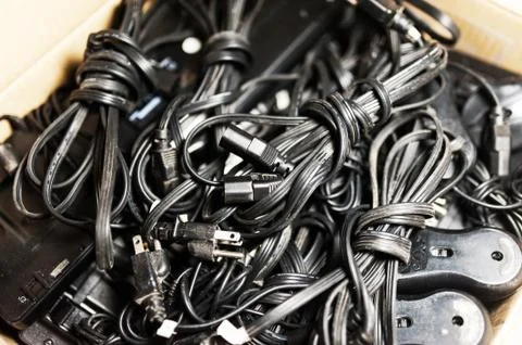 Black cable and plug Stock Photos
