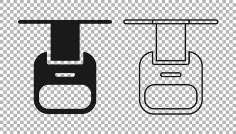 Black Cable car icon isolated on transparent background. Funicular sign. Vector Stock Illustration