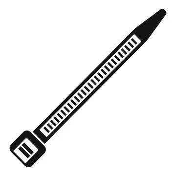 Black cable tie zip fastener securing cables Stock Illustration
