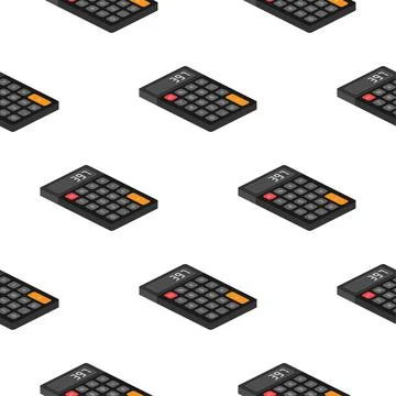 Black calculator pattern on white background. Modern design. Electronic portable Stock Illustration