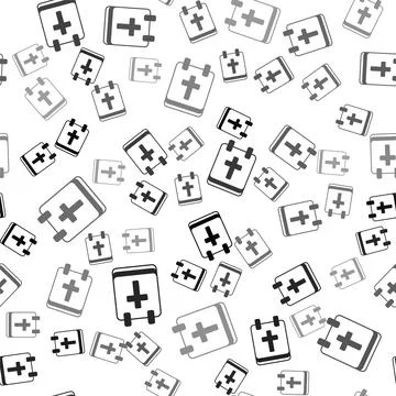 Black Calendar with Easter icon isolated seamless pattern on white background Illustrazione stock