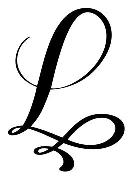 Black calligraphic vector letter L hand drawn forming part an elegant alphabet 스톡 일러스트