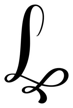 Black calligraphic vector letter L hand drawn forming part an elegant initial Stock Illustration