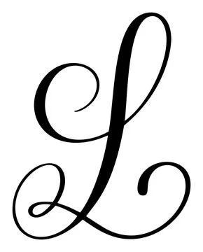 Black calligraphic vector letter L hand drawn forming part an elegant alphabet Stock Illustration