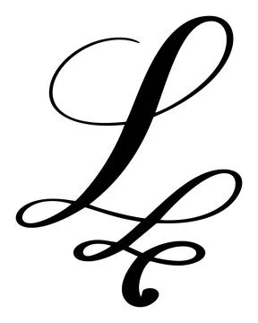 Black calligraphic vector letter L hand drawn forming part an elegant alphabet Illustrazione stock