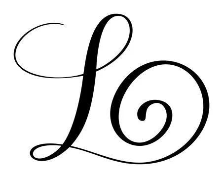 Black calligraphic vector letter L hand drawn forming part an elegant alphabet Stock Illustration