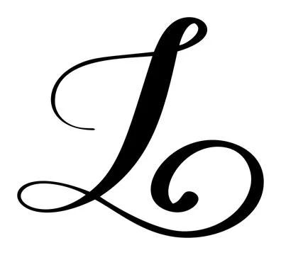 Black calligraphic vector letter L hand drawn forming part an elegant alphabet Stock Illustration