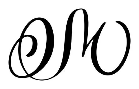 Black calligraphic vector letter m hand drawn forming part an elegant projects Illustrazione stock