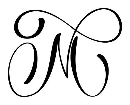 Black calligraphic vector letter m hand drawn forming part an elegant and design 스톡 일러스트