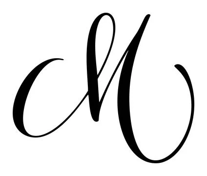 Black calligraphic vector letter m hand drawn forming part an elegant and design Stockillustratie