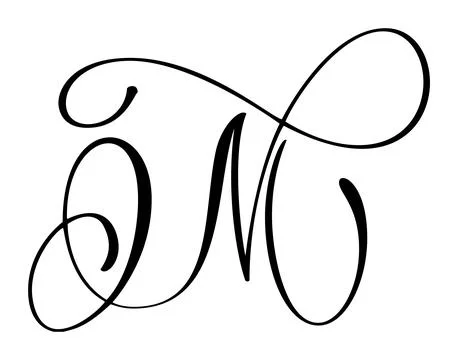 Black calligraphic vector letter m hand drawn forming part an elegant and Stock Illustration