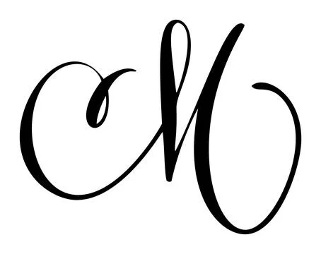 Black calligraphic vector letter m hand drawn forming part an elegant and design Stock Illustration
