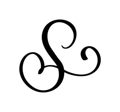 Black calligraphic vector letter S hand drawn forming part an elegant initial Stockillustratie