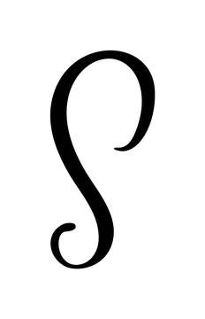 Black calligraphic vector letter S hand drawn forming part an elegant alphabet 스톡 일러스트