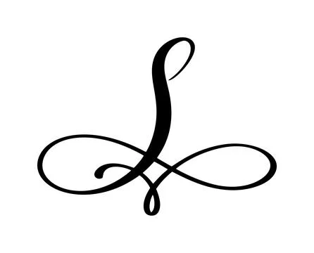 Black calligraphic vector letter S hand drawn forming part an elegant initial Stock Illustration