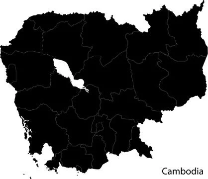 Black Cambodia map Stock Illustration
