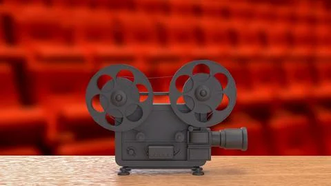 The Black camera for cinema or entertainment concept 3d Rendering Stock Illustration