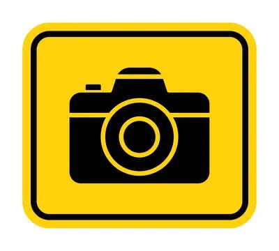 Black Camera Icon on Yellow Background for Photography and Media Projects Stock Illustration