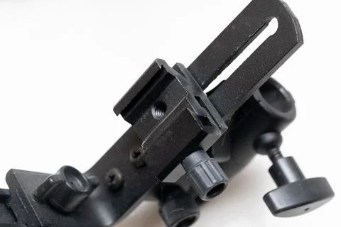 Black camera mount bracket with hot shoe adapter 库存照片