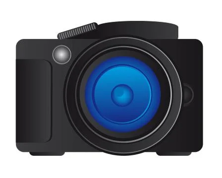 Black camera profesional over white background. vector Stock Illustration