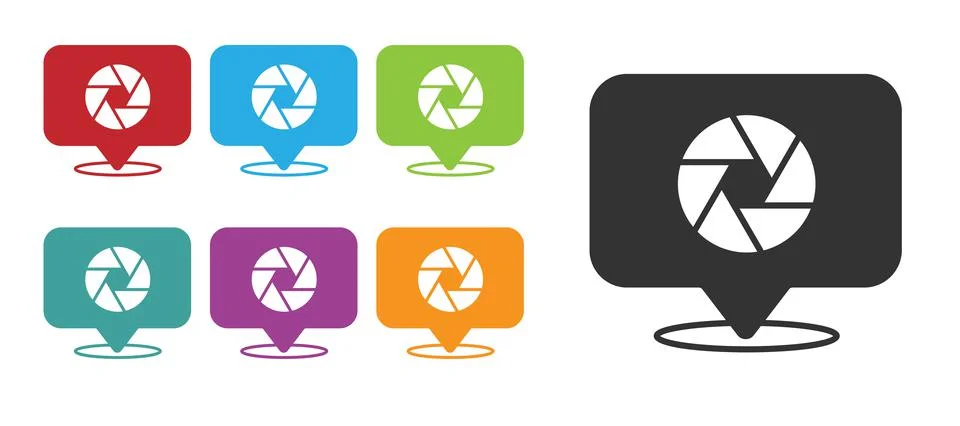 Black Camera shutter icon isolated on white background. Set icons colorful. V Stock Illustration