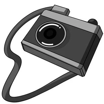 Black Camera With Strap On White Background Illustration Stock Illustration