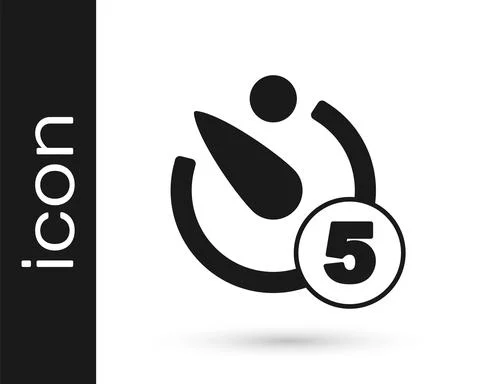 Black Camera timer icon isolated on white background. Photo exposure. Stopwatch Illustrazione stock