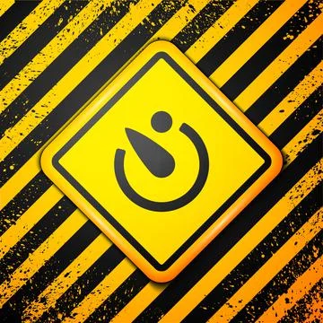 Black Camera timer icon isolated on yellow background. Photo exposure. Stopwatch Illustrazione stock