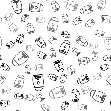 Black Camping lantern icon isolated seamless pattern on white background. Vector Stock Illustration