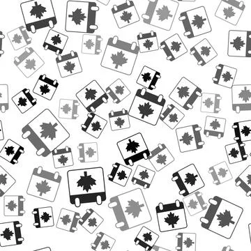 Black Canada day with maple leaf icon isolated seamless pattern on white Stockillustratie