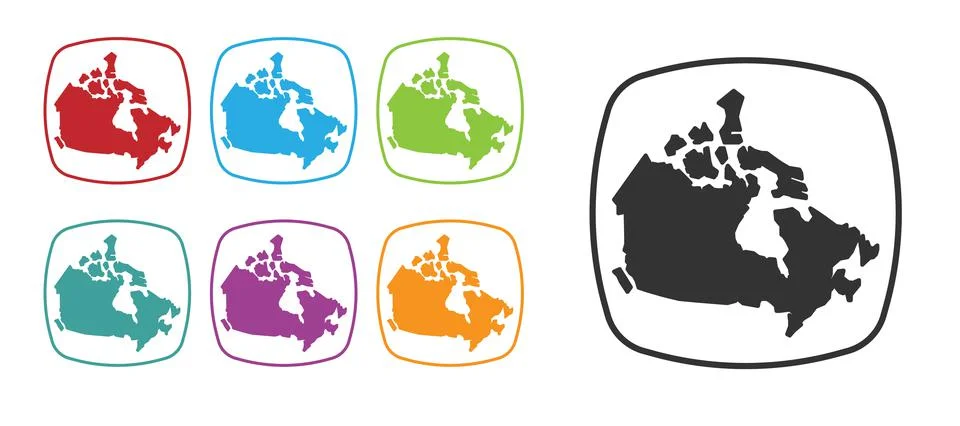 Black Canada map icon isolated on white background. Set icons colorful. Vector 스톡 일러스트