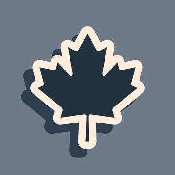 Black Canadian maple leaf icon isolated on grey background. Canada symbol maple Stock Illustration