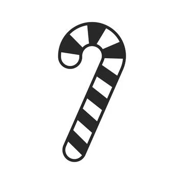 Black Candy Cane Icon On White Background Vector Stock Illustration