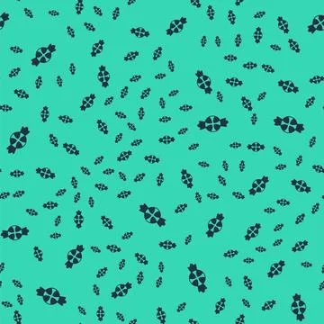 Black Candy icon isolated seamless pattern on green background. Merry Christmas Stock Illustration