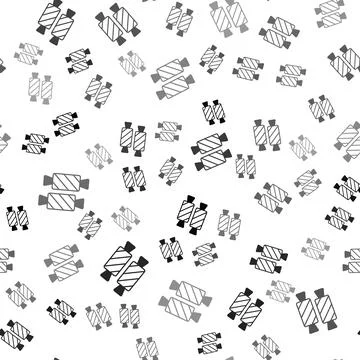 Black Candy icon isolated seamless pattern on white background. Happy Valentines Stock Illustration