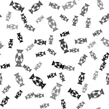 Black Candy icon isolated seamless pattern on white background. Happy Hallowe Stock Illustration