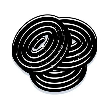 Black candy wheels creating abstract spiral illustration Illustrazione stock
