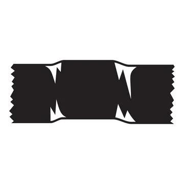 Black candy wrapper icon showing folded edges and twisted ends 스톡 일러스트