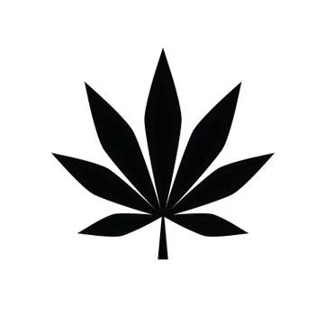 Black cannabis leaf simple drawing Stock Illustration