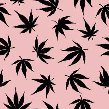 Black cannabis leaves seamless pattern Stock Illustration
