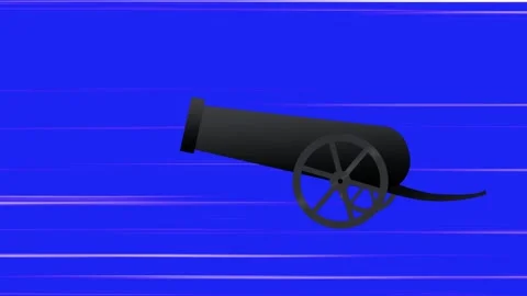 Black Cannon with speedlines on Blue background Stock Footage 306505298