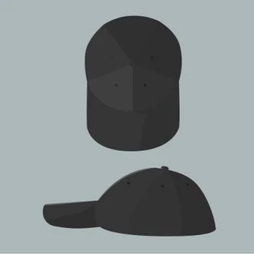 Black cap with top and side view Illustrazione stock