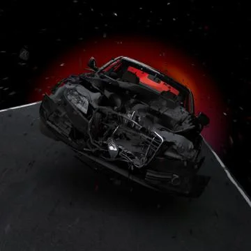 Black car accident on road Stock Illustration