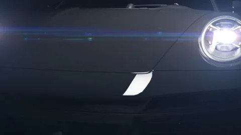 Black car close-up view of the front of the car Stock Footage 232204182