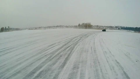 Black car drift on ice HD 動画素材 79163834
