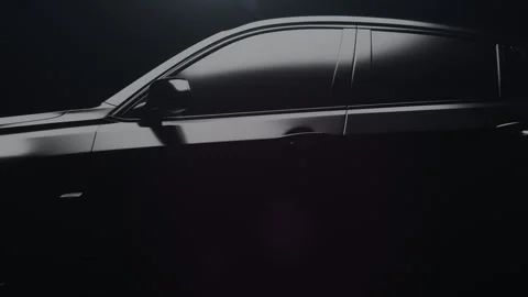 A black car with a dynamic backlight that forms glare on the car body Stock-Footage 273474972