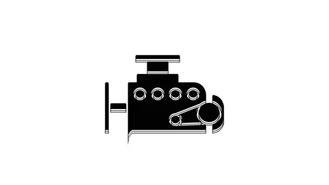 Black Car engine icon isolated on white background. 4K Video motion graphic Vídeos de archivo 233868566